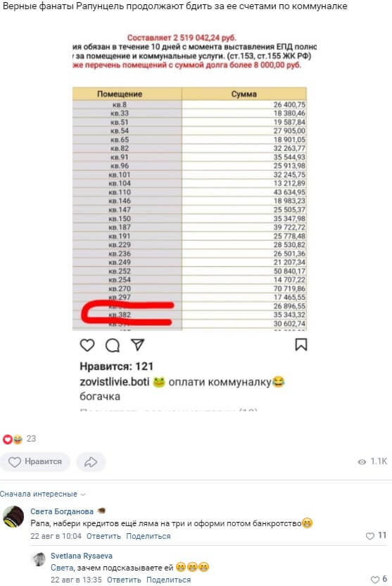 Новость про Ольгу Рапунцель вконтакте 